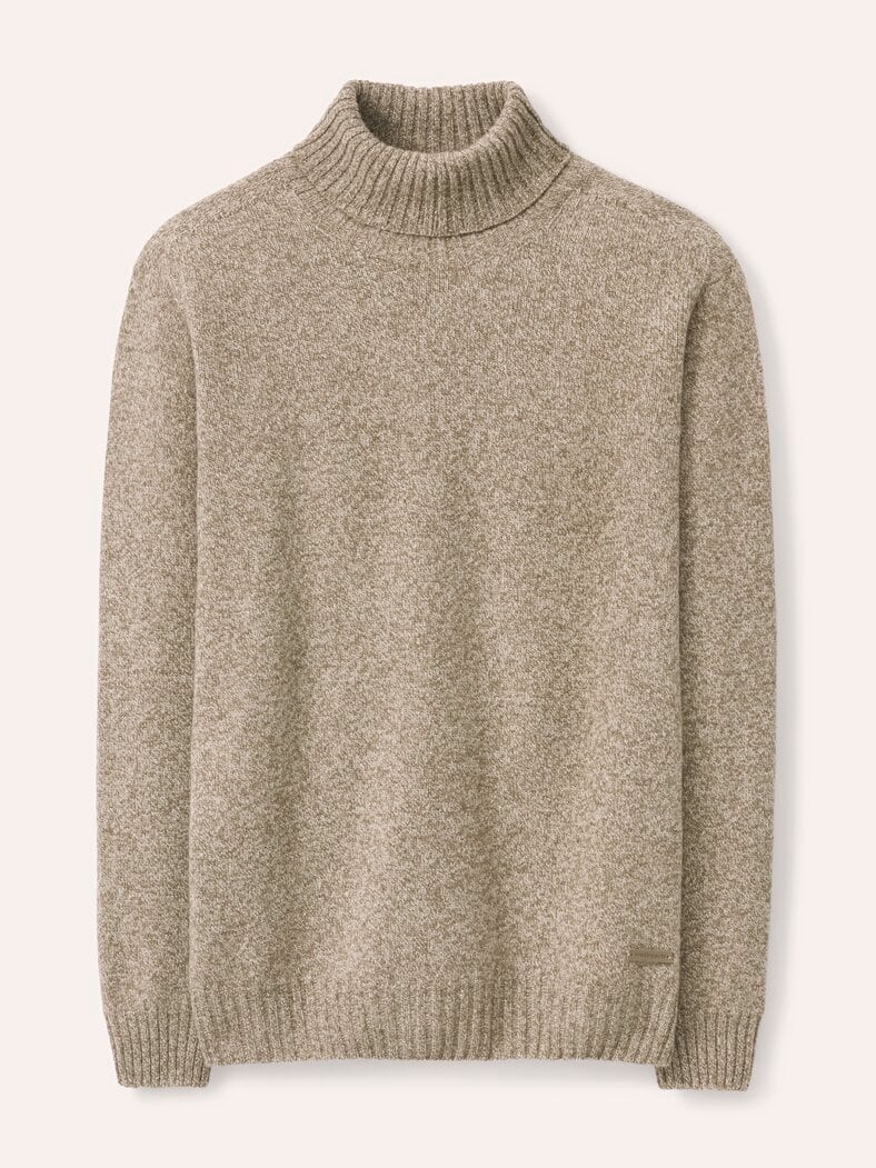 Rollkragenpullover aus Lammwolle Natur