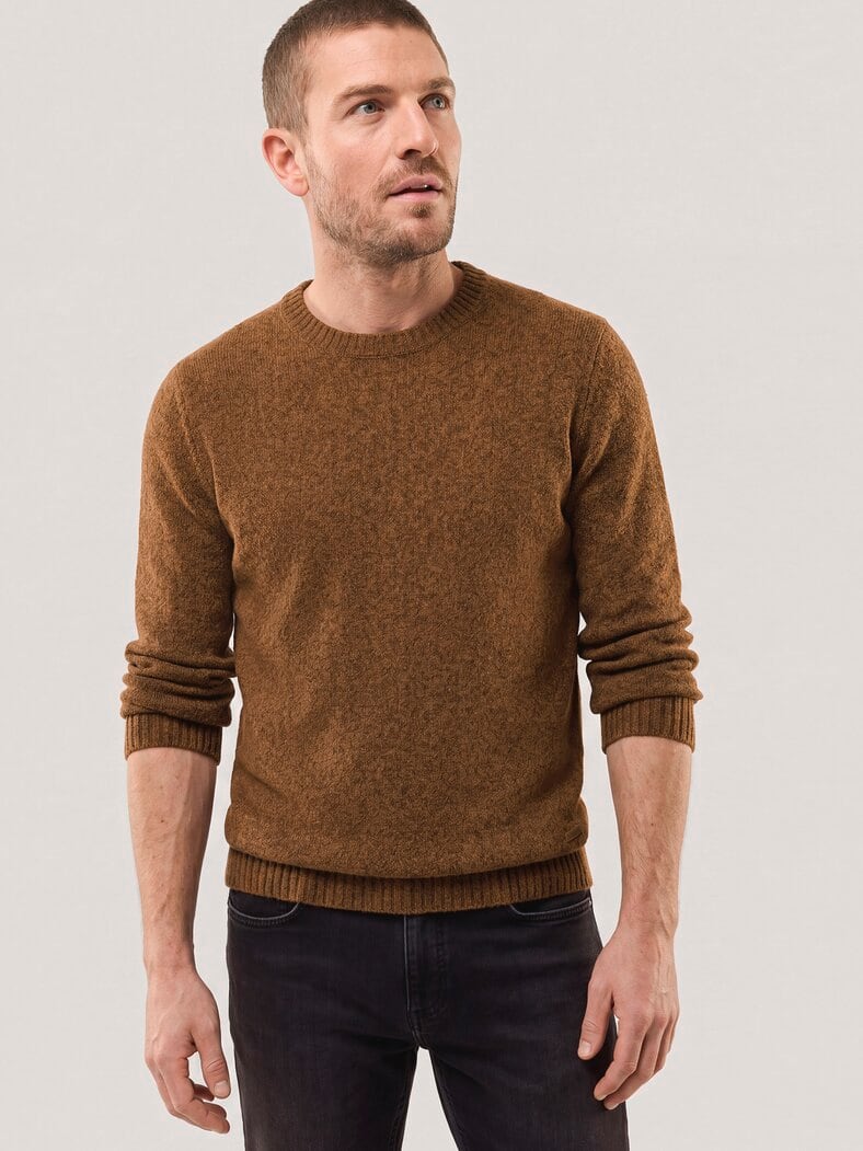 Lammwoll-Pullover Nahtlos Cognac