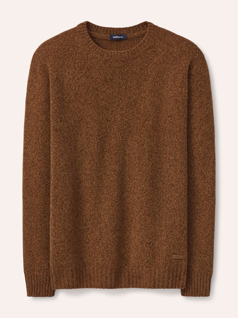 Lammwoll-Pullover Nahtlos Cognac