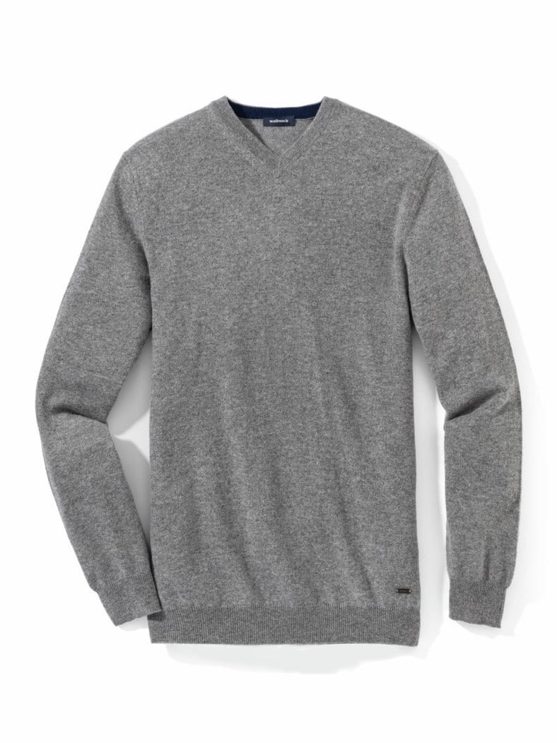 Premium Cashmere-Pullover Grau Melange