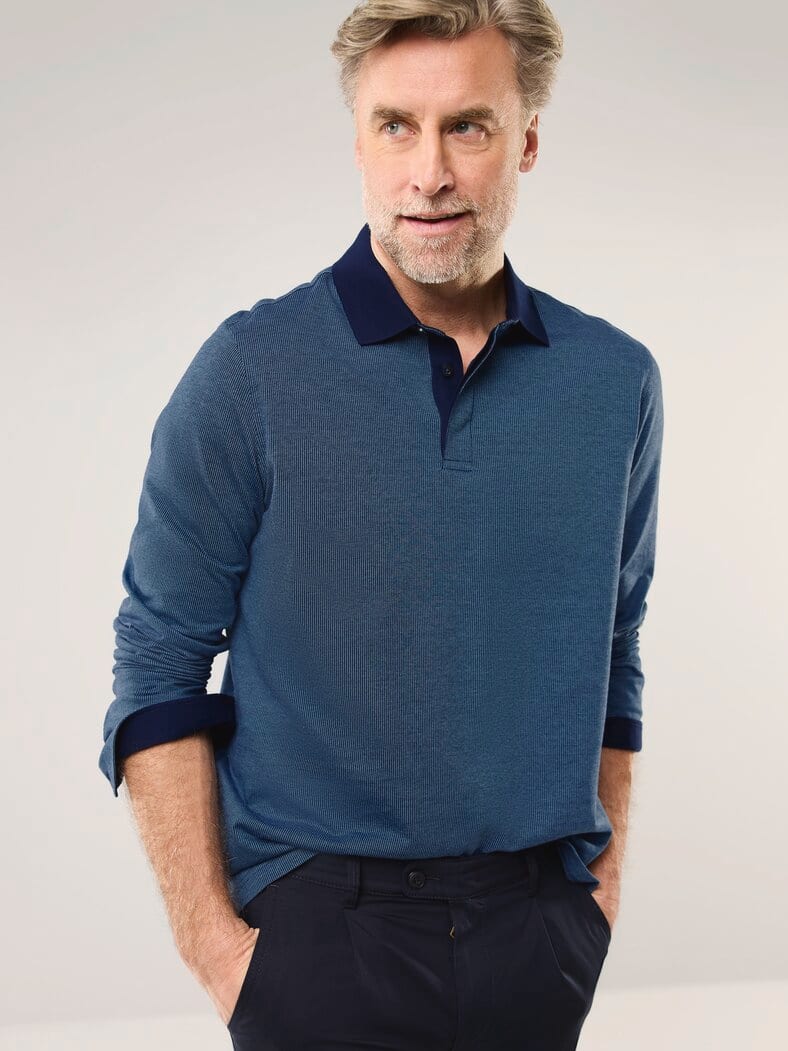 Jaquard-Polo Bicolor Marine