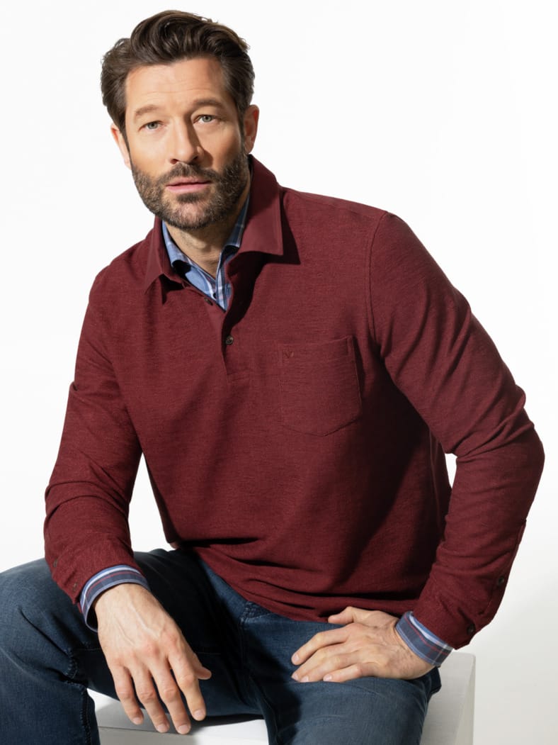 Flammgarn-Polo Bicolor Feuerrot