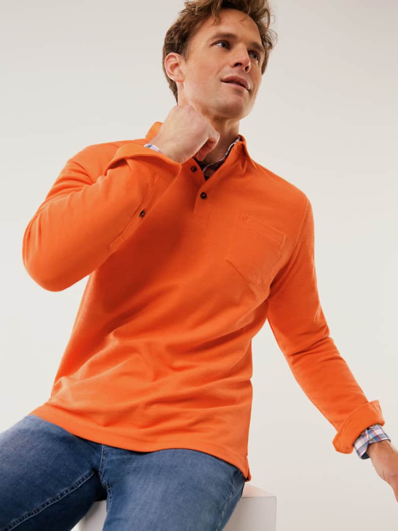 Flammgarn-Polo Bicolor Rotorange