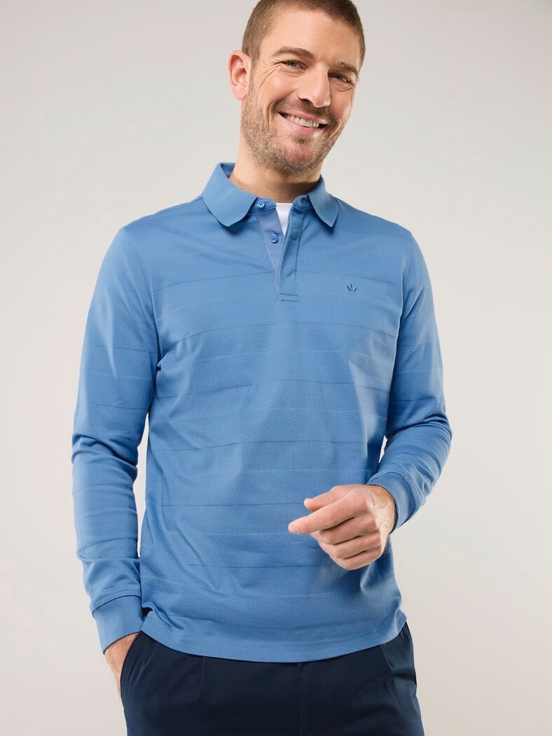 Baumwoll-Polo Webeffekt Rauchblau