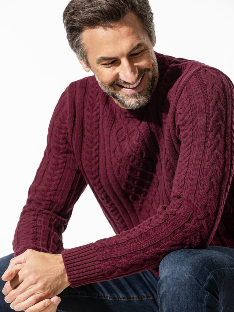 Aran-Pullover Bordeaux