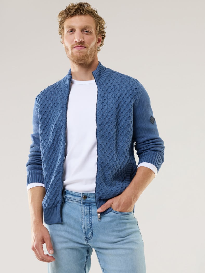 Premium Baumwoll-Strickjacke Lichtblau