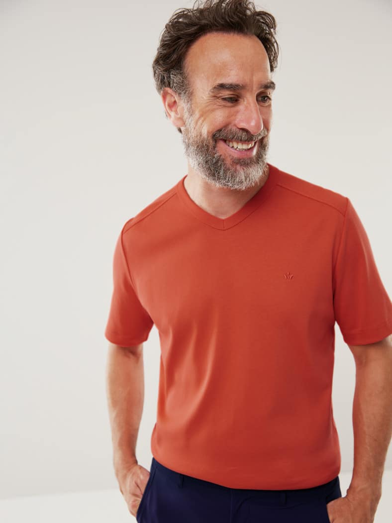 Zu schade für drunter-Shirt V-Neck Koralle