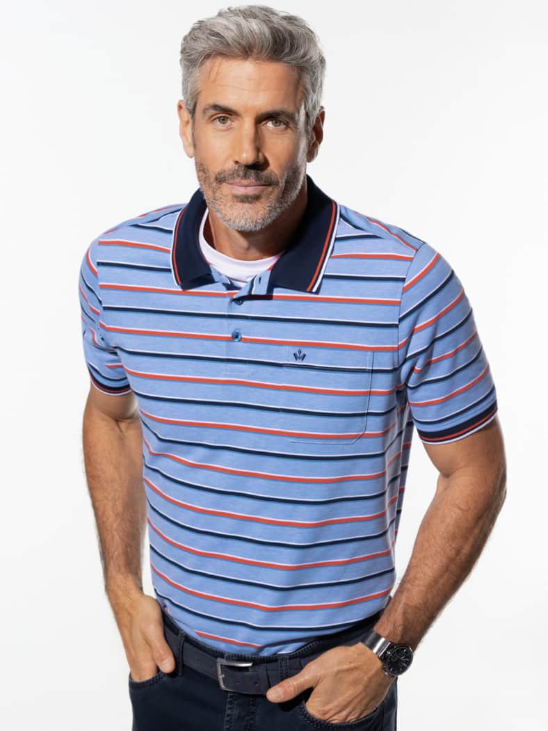 Klimapolo Frischekick Streifen Azurblau