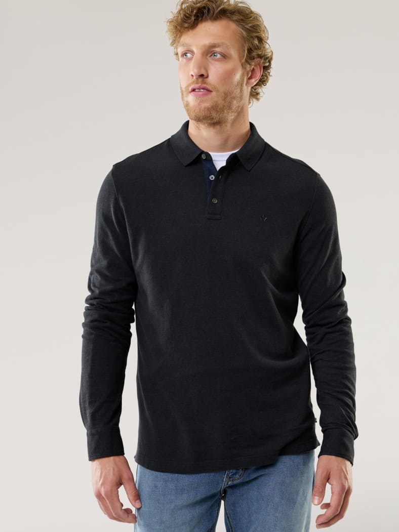 Merino Mix Polo Schwarz