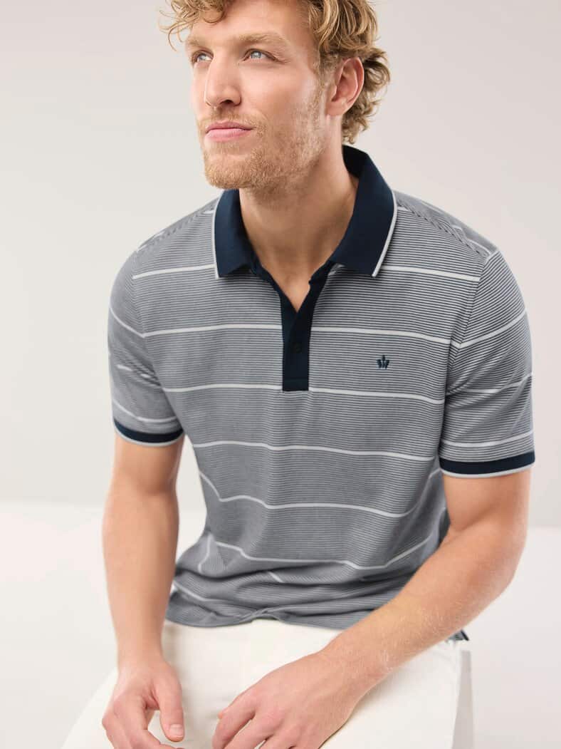 Interlock Polo Streifen Marine