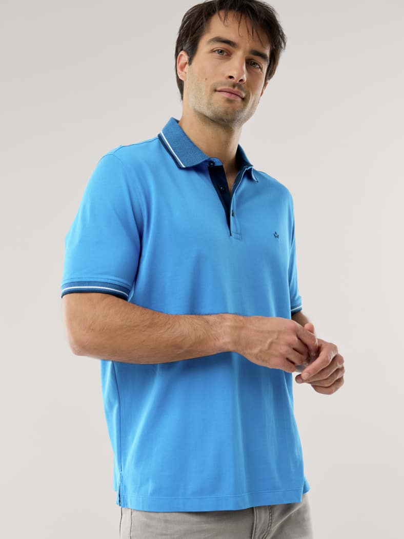 Comfort Stretch Polo Azurblau
