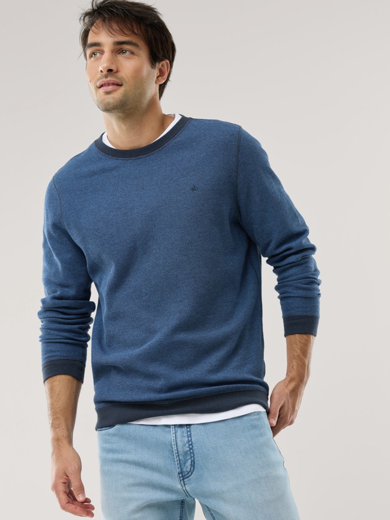 Struktur Pullover Bicolor Lichtblau