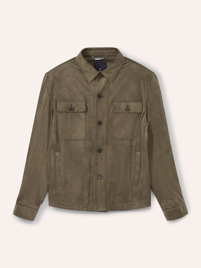 Hemdjacke aus Microvelours Khaki