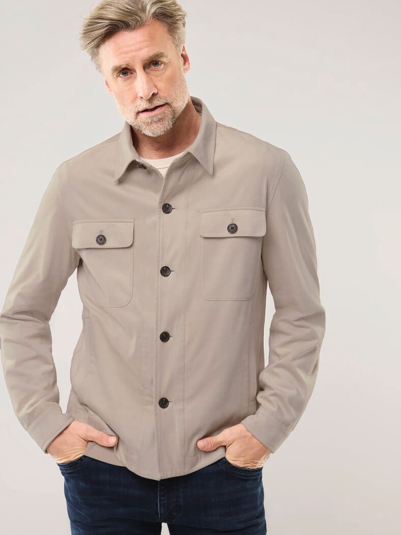 Hemdjacke aus Microvelours Beige