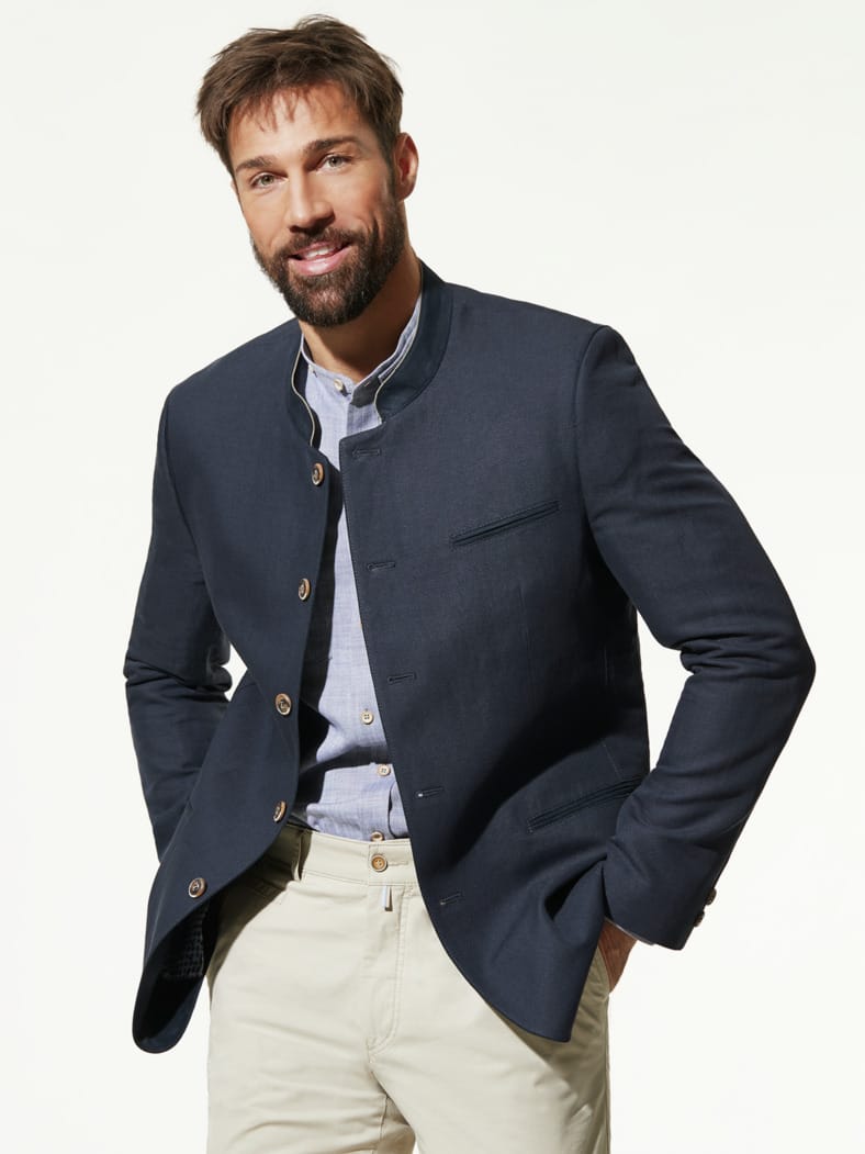 Reiseleinen-Janker Dunkelblau