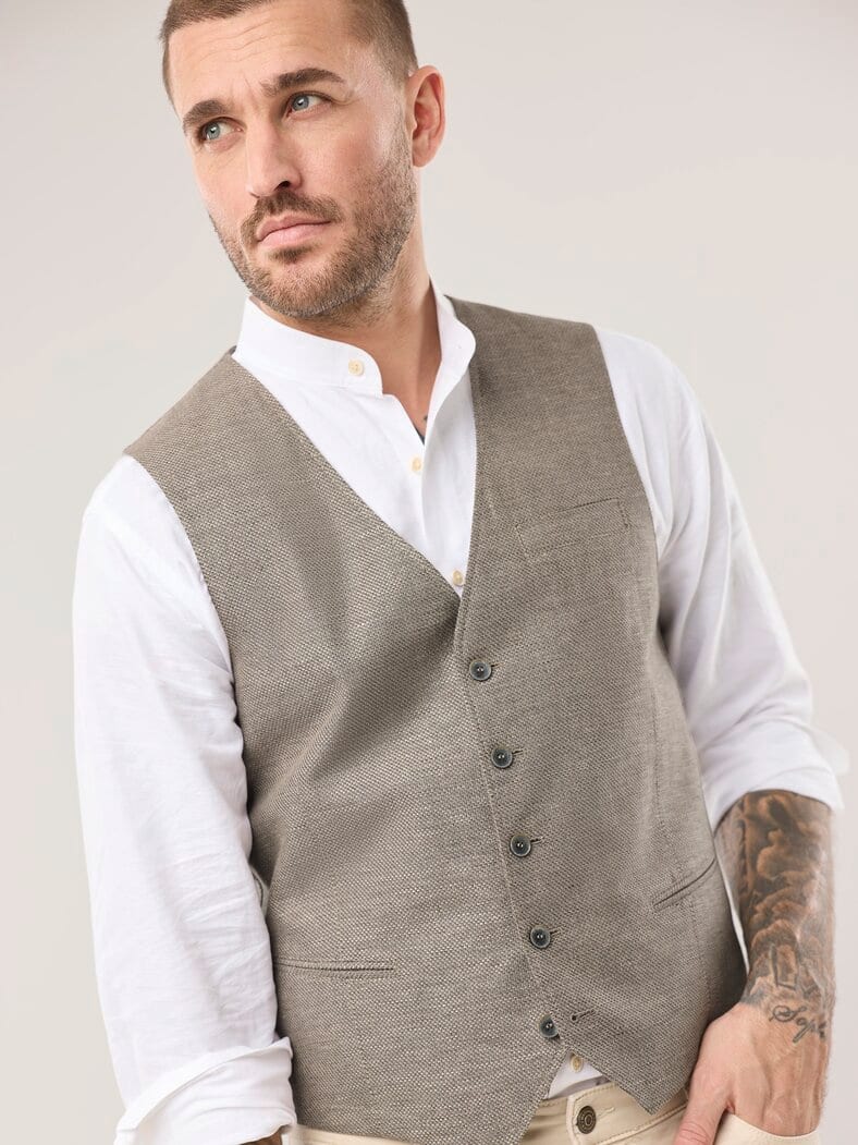 Reiseleinen-Weste Beige