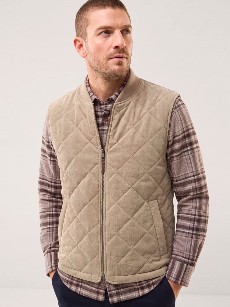 gesteppte Weste aus Cord Beige