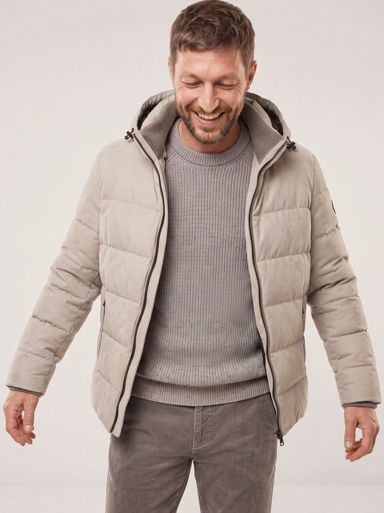 Steppjacke in Veloursoptik Natur