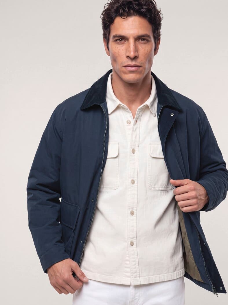 Jacke aus Baumwollmix m. Cordkragen Marine