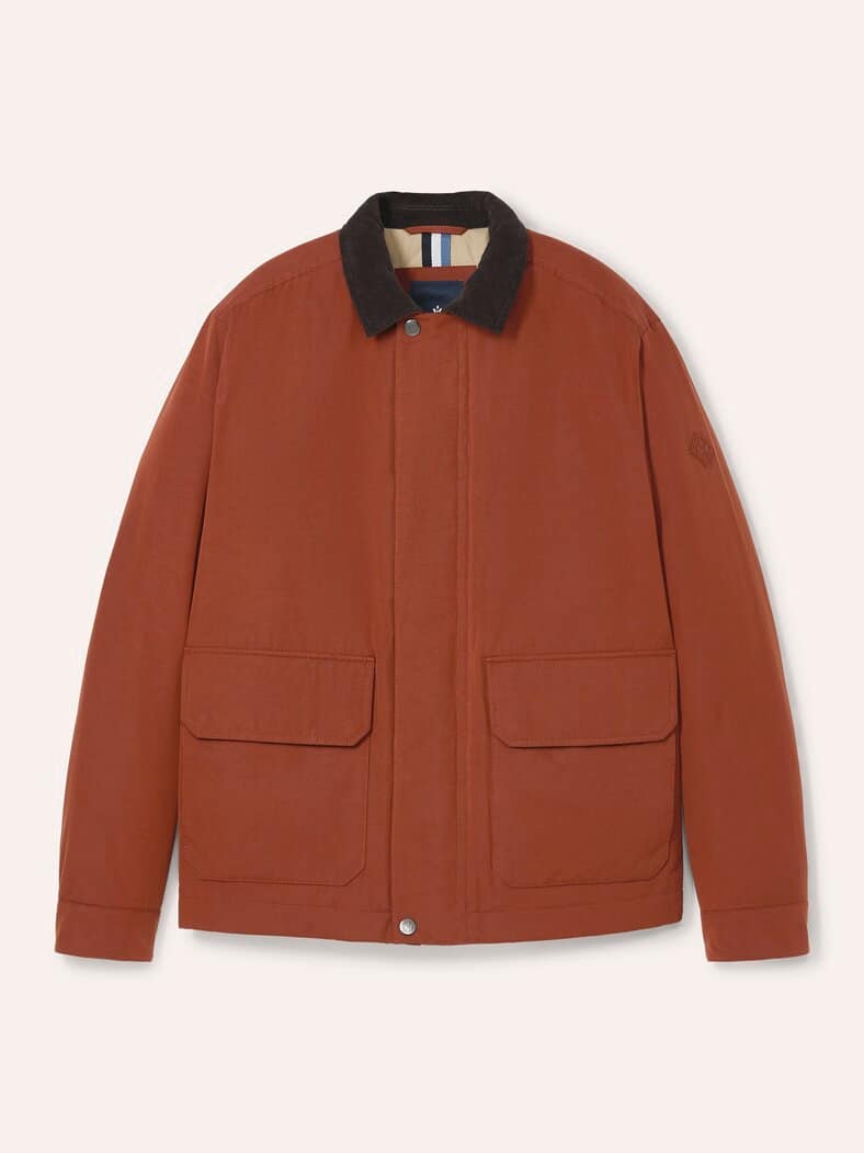 Jacke aus Baumwollmix m. Cordkragen Rotbraun