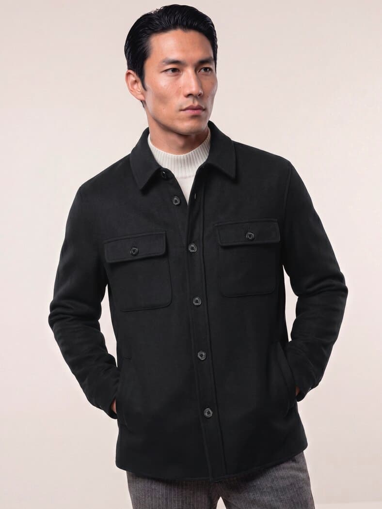 Doubleface Hemdjacke Schwarz
