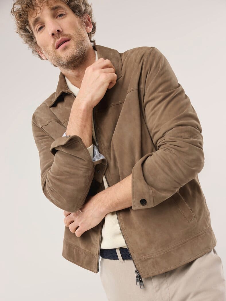Ziegenvelours Blouson Beige