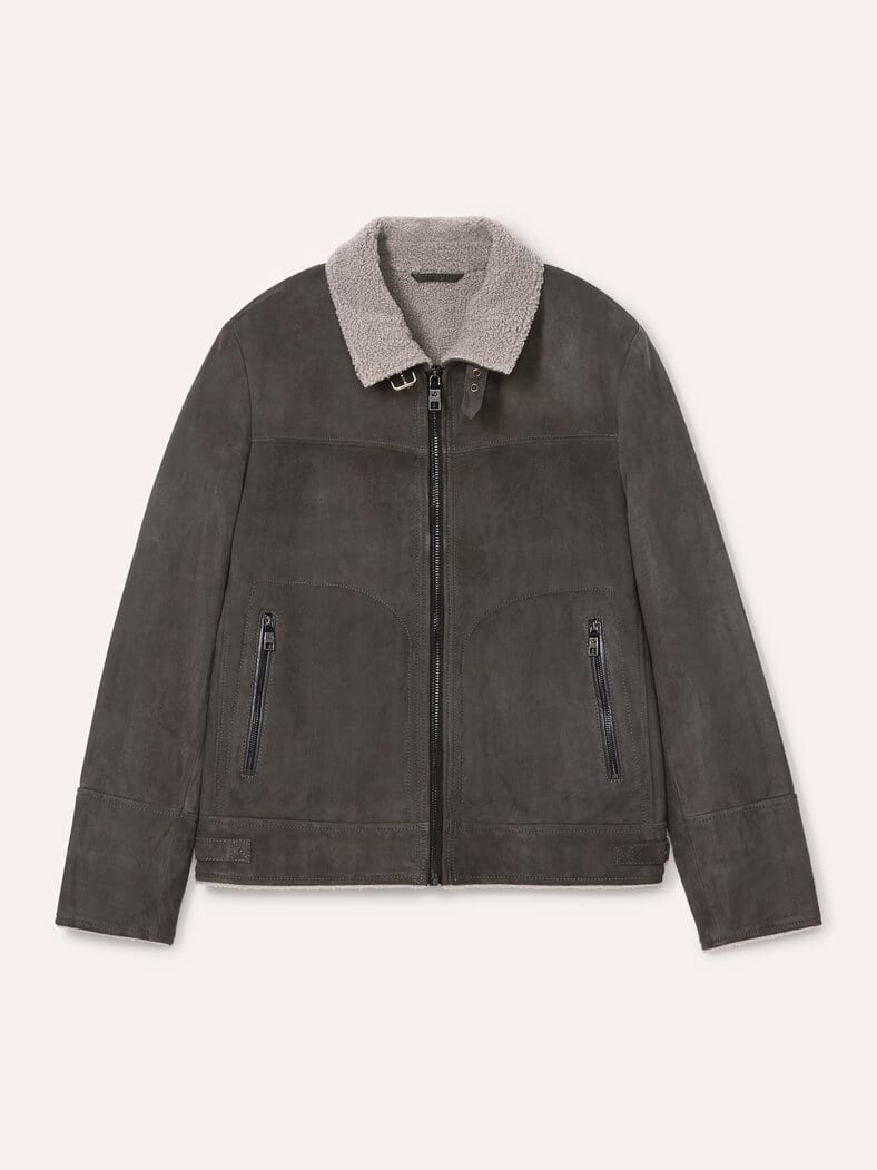 Lederblouson mit Kunstfell Anhtrazit