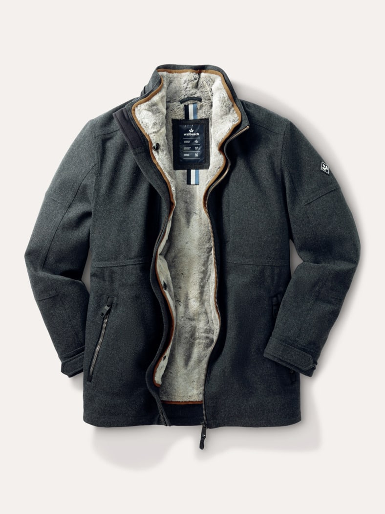 Aquastop Wolljacke Dunkelgrau