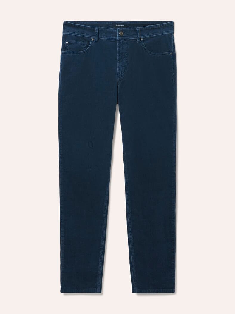 Five Pocket aus feinem Cord Rauchblau
