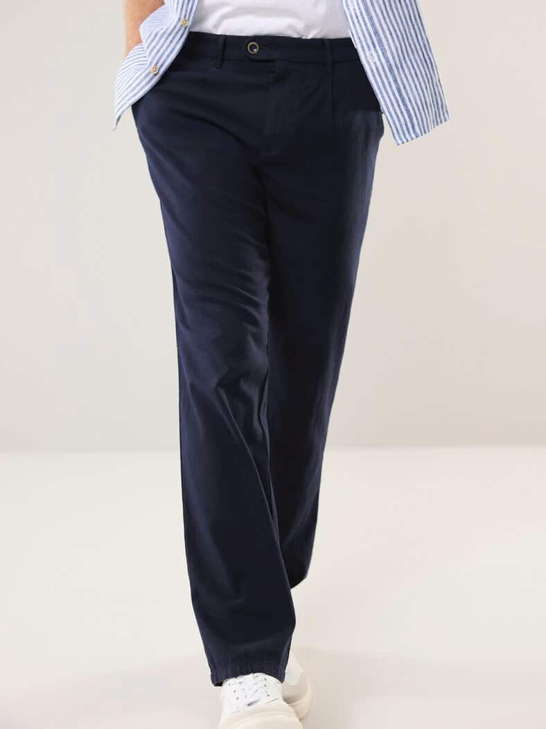 Premium Leinen-Chino Marine