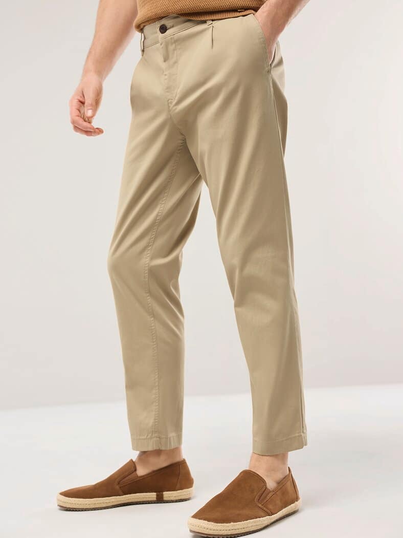 Bundfalten-Chino Feinstruktur Maisgelb