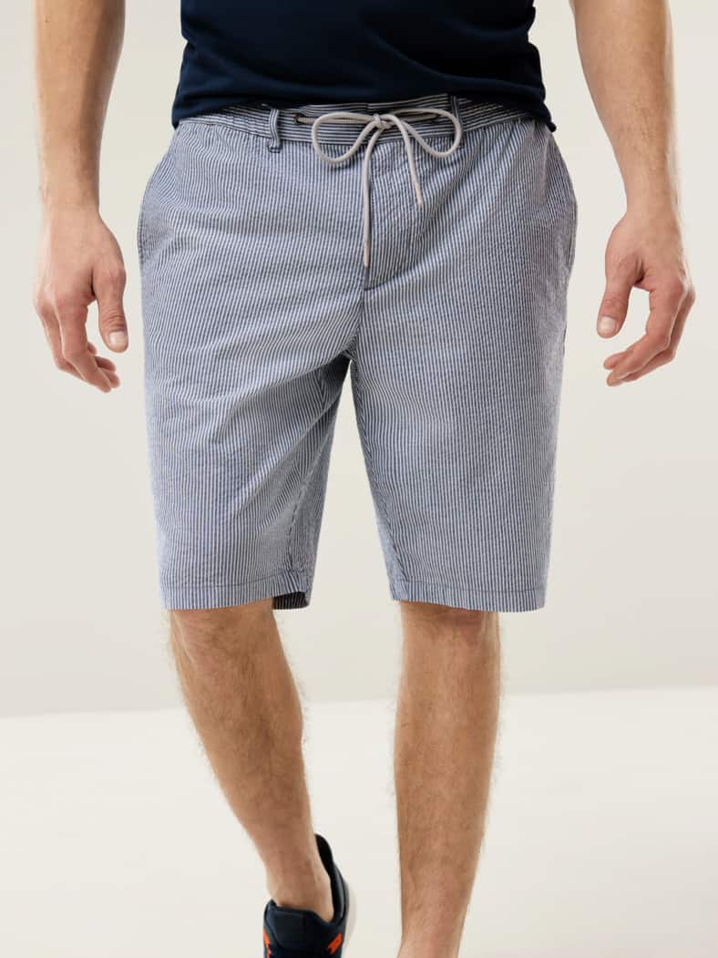 Seersucker Bermudas Bleu gestreift