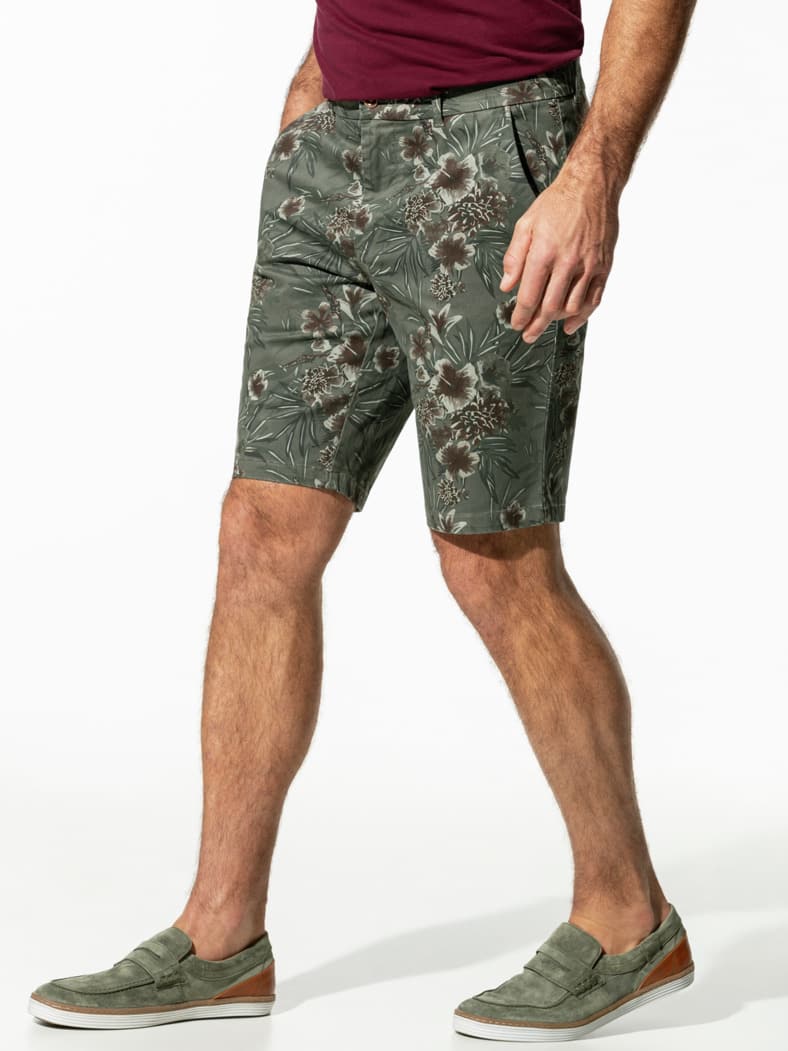 Safari-Bermudas Baumwoll-Stretch Olivgrün