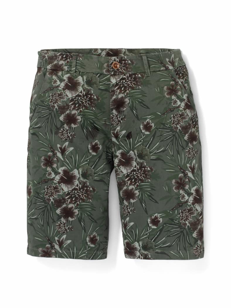 Safari-Bermudas Baumwoll-Stretch Olivgrün