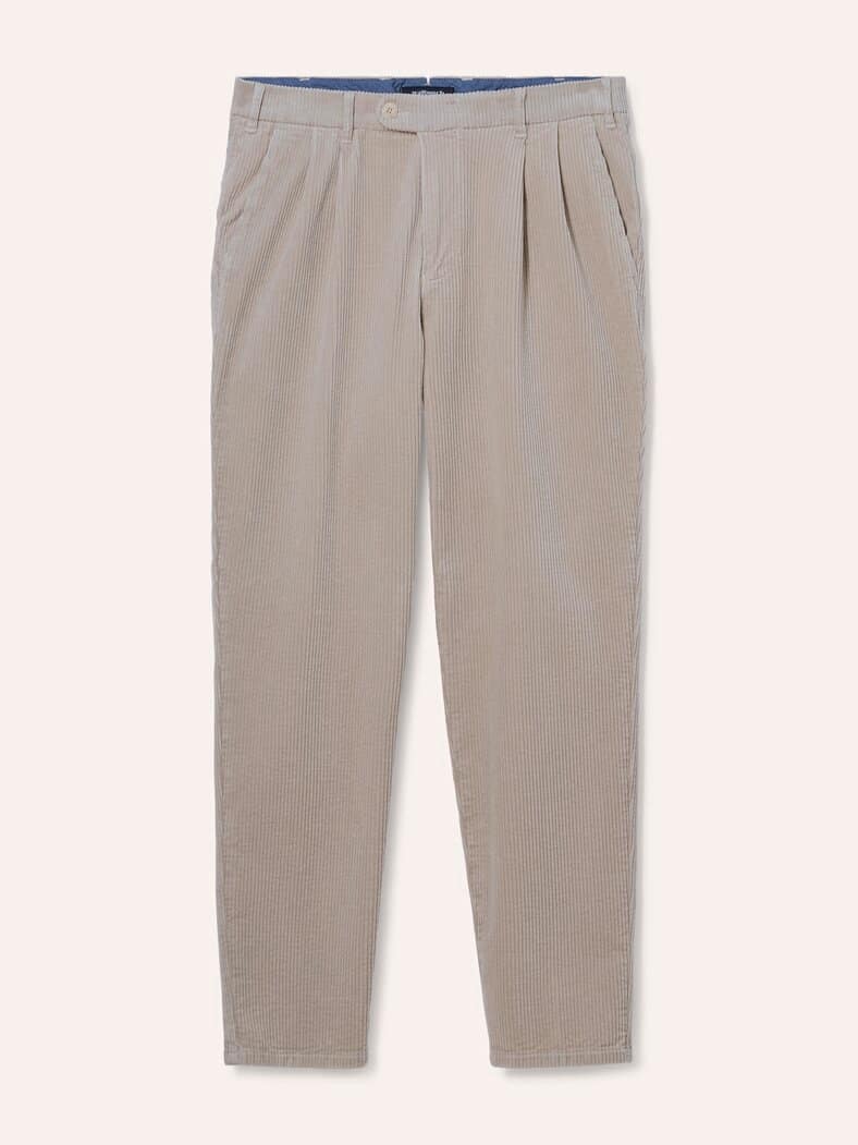 Cordhose mit Bundfalte Offwhite