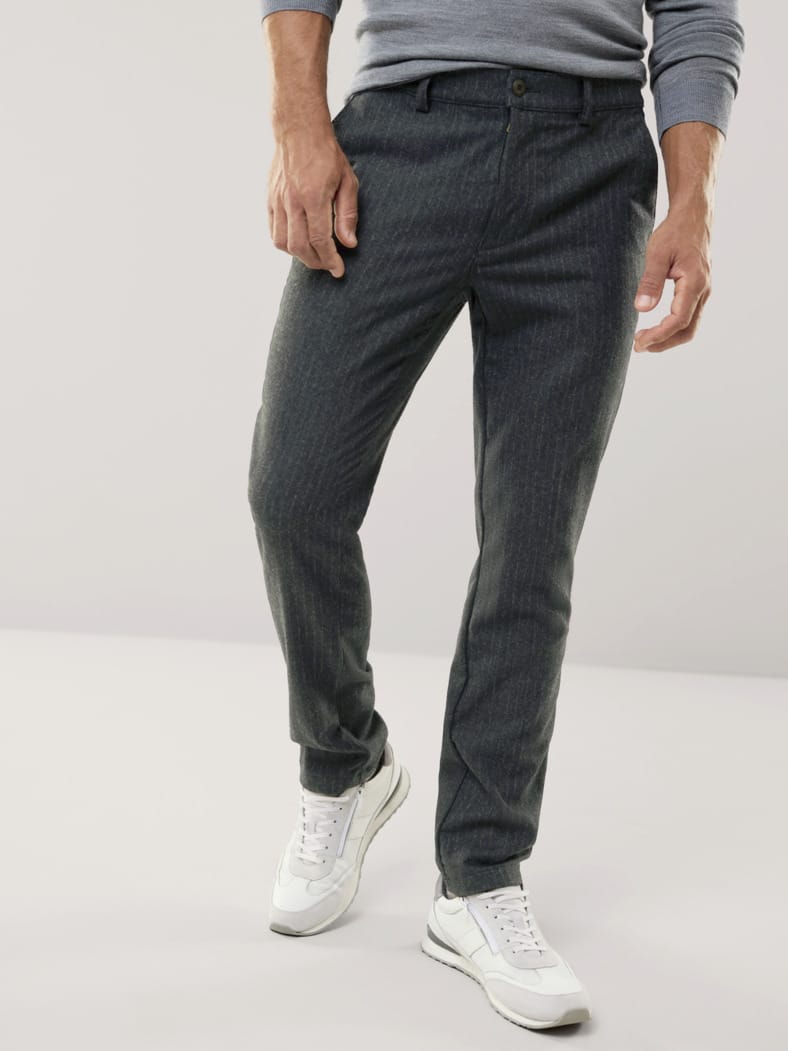 Premium Sport-Flanell Hose Anthrazit Gestreift