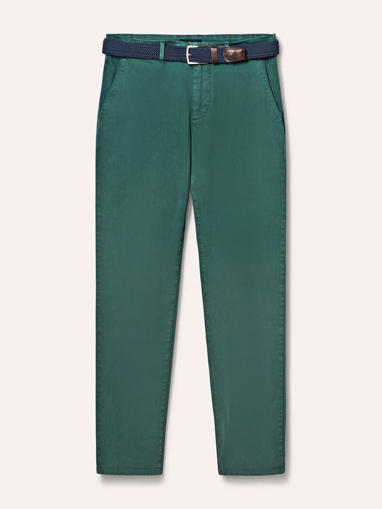 Chino inklusive Gürtel Flaschengrün