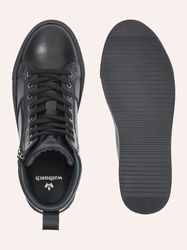 Leder-Schnürer Hightop Schwarz
