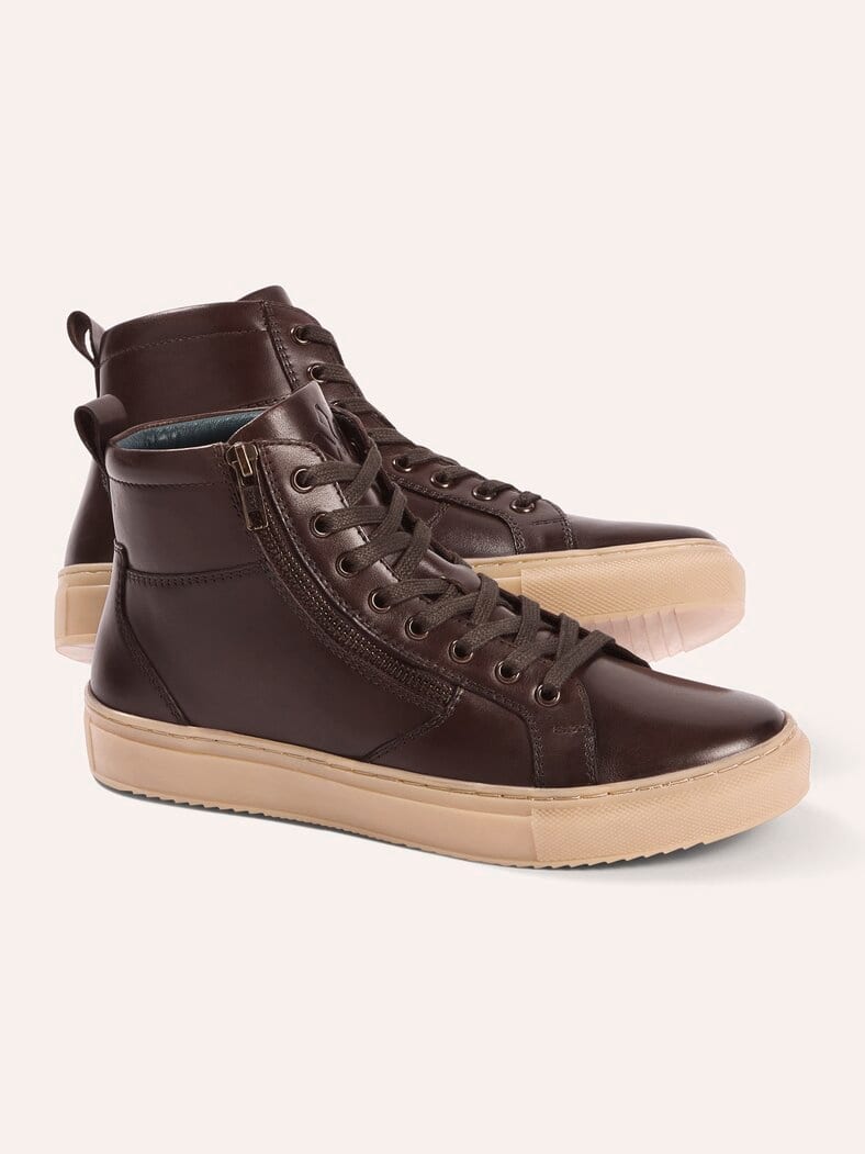 Leder-Schnürer Hightop. Braun