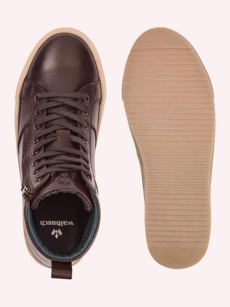 Leder-Schnürer Hightop. Braun