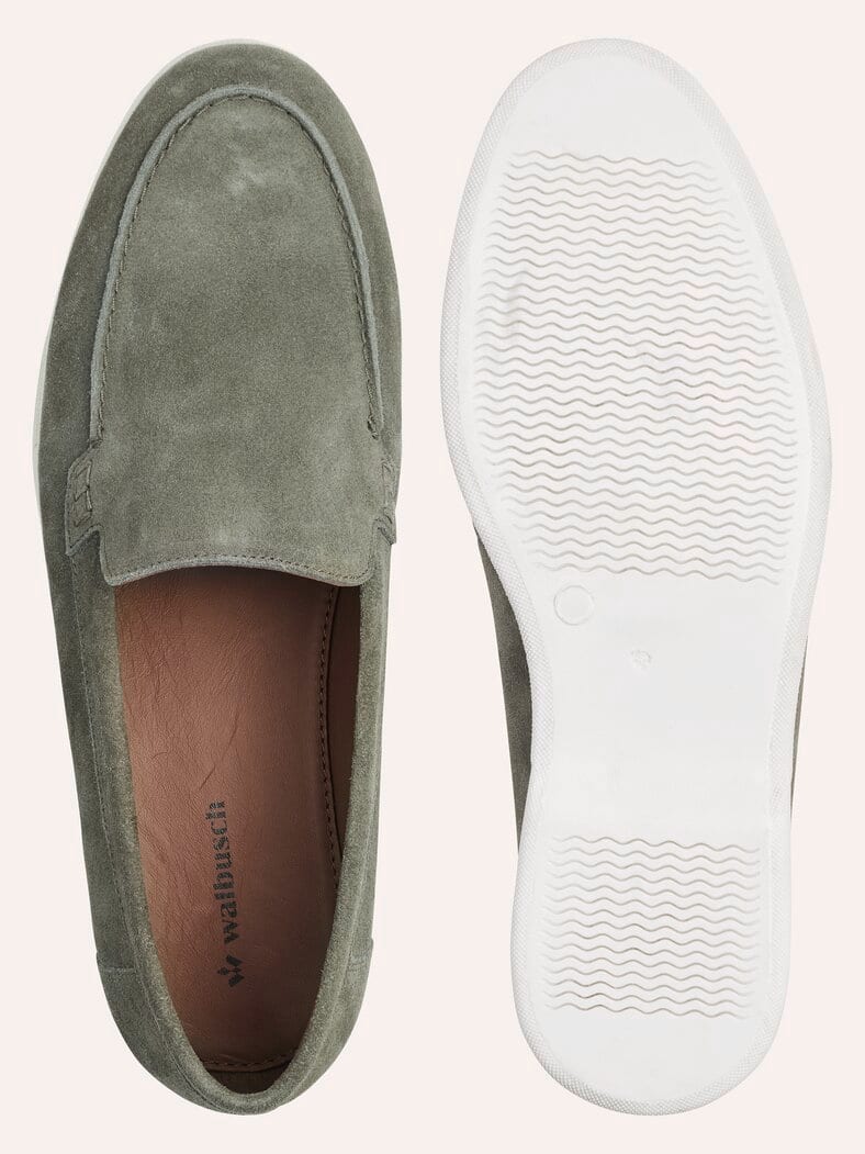 Velours-Loafer Salbei