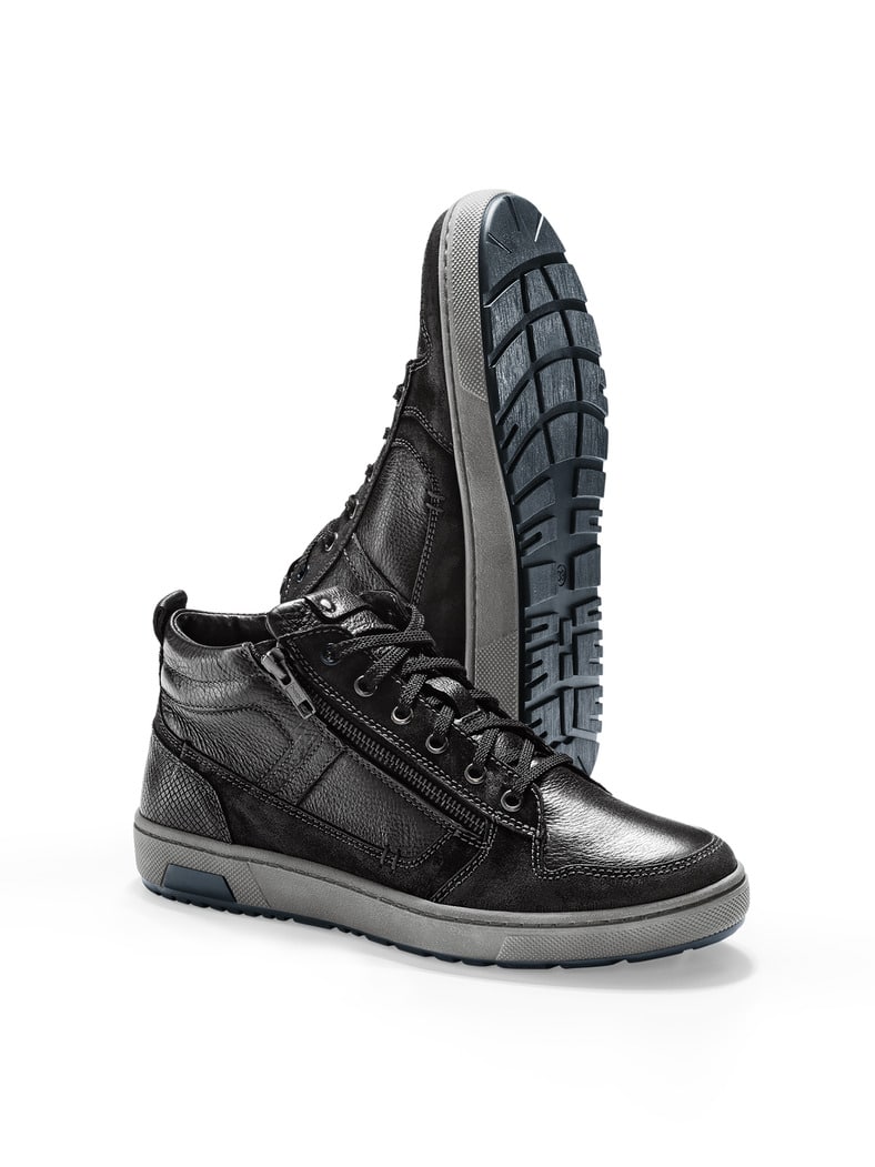 Kalbleder-Schnürer High Top Schwarz