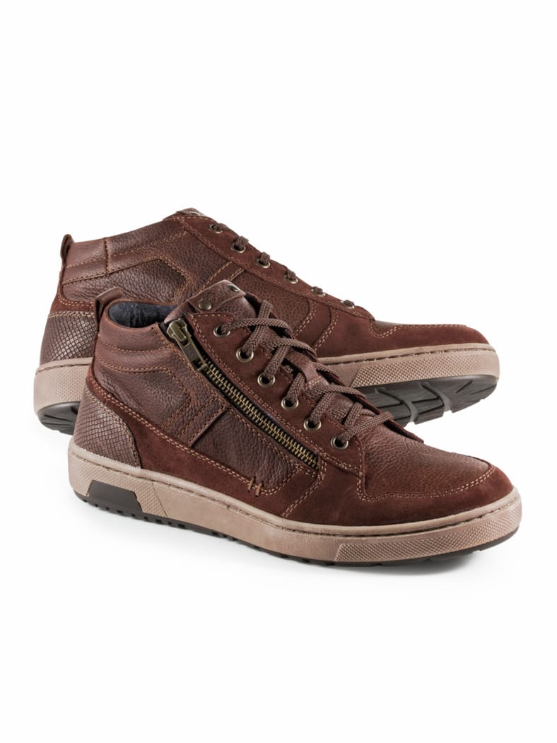 Kalbleder-Schnürer High Top Cognac