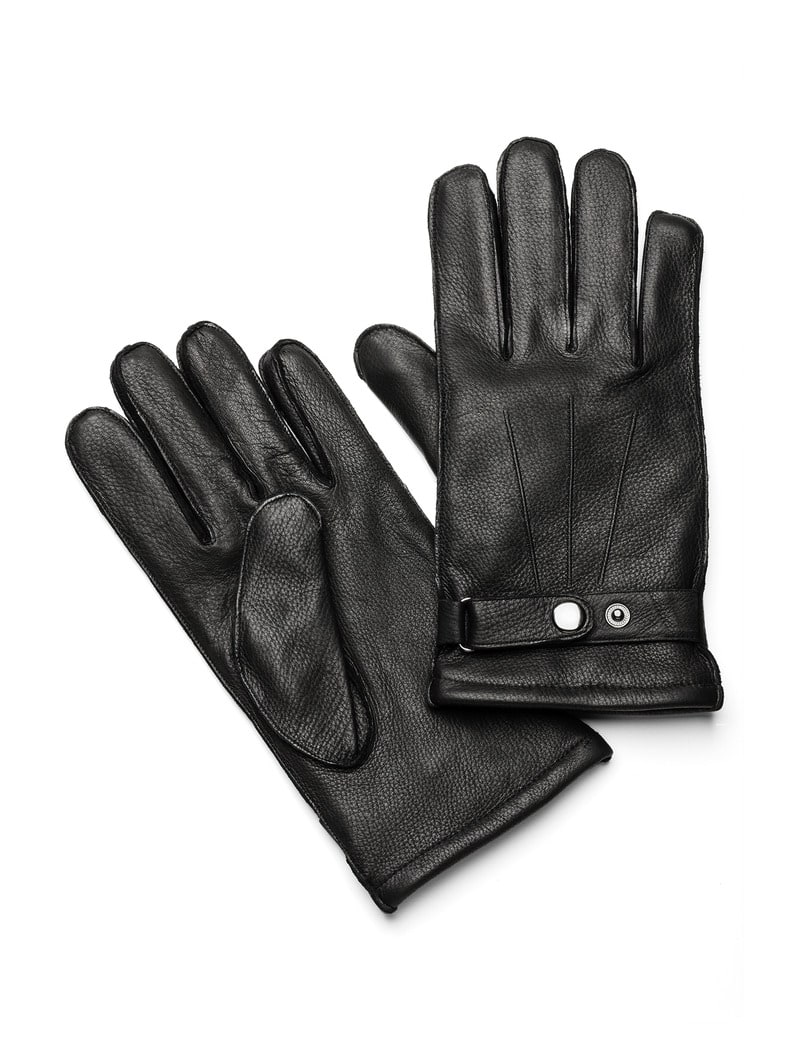 Hirschlederhandschuhe Schwarz