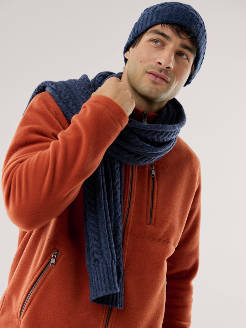 Aran-Mütze Jeansblau