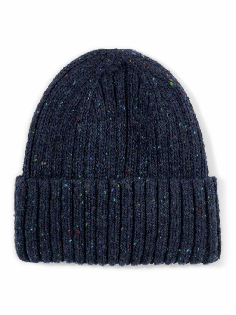 Tweed Wollmütze Blau