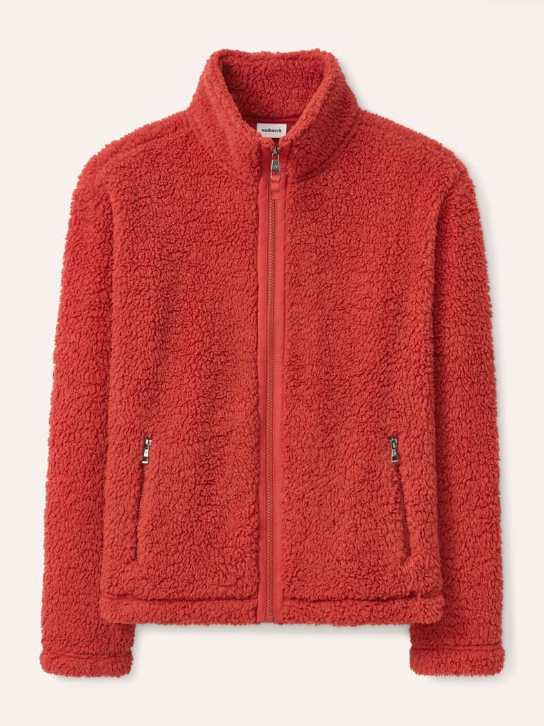 Jacke aus Teddyfleece Ziegelrot