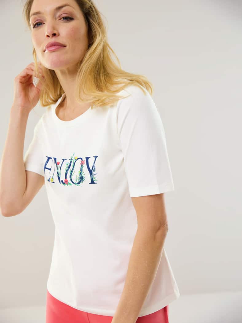 Freizeitshirt Gartenblumen Offwhite