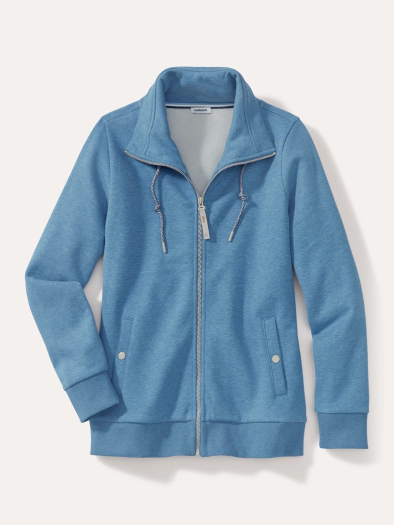 Kuschel Sweat Jacke Horizontblau