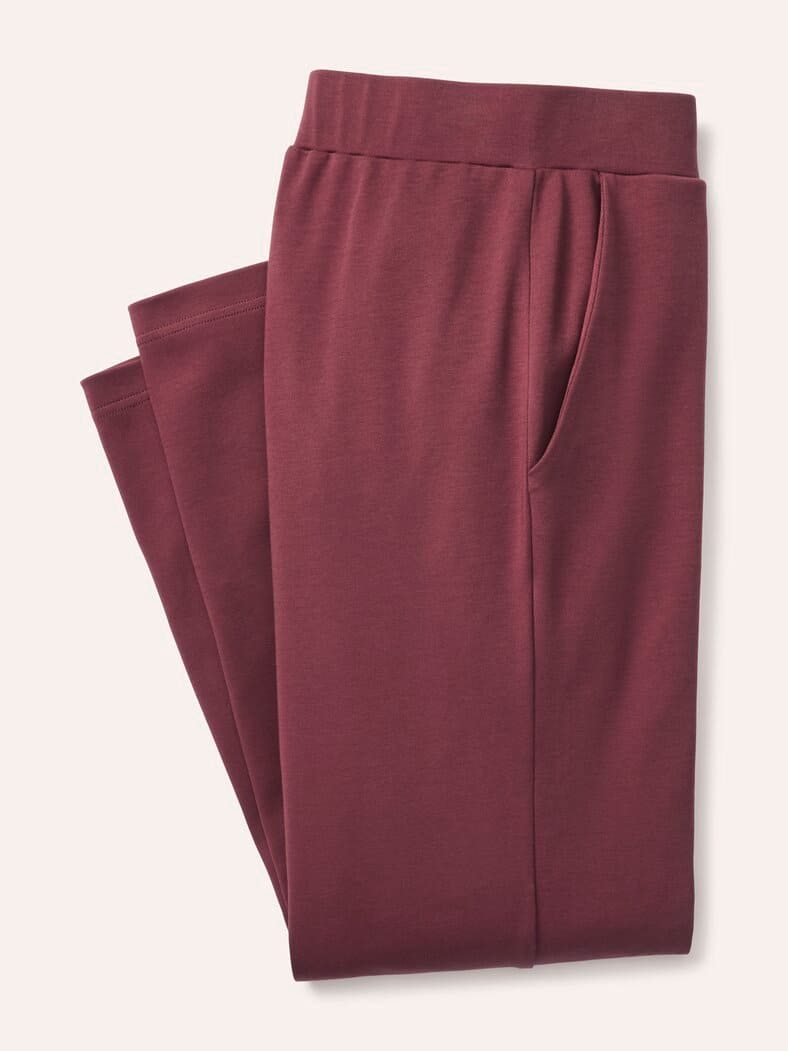 Baumwollstretch Hose mit weitem Bei Merlot